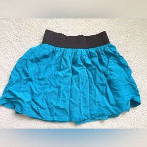 Turquoise Skater Skirt with Black Waistband